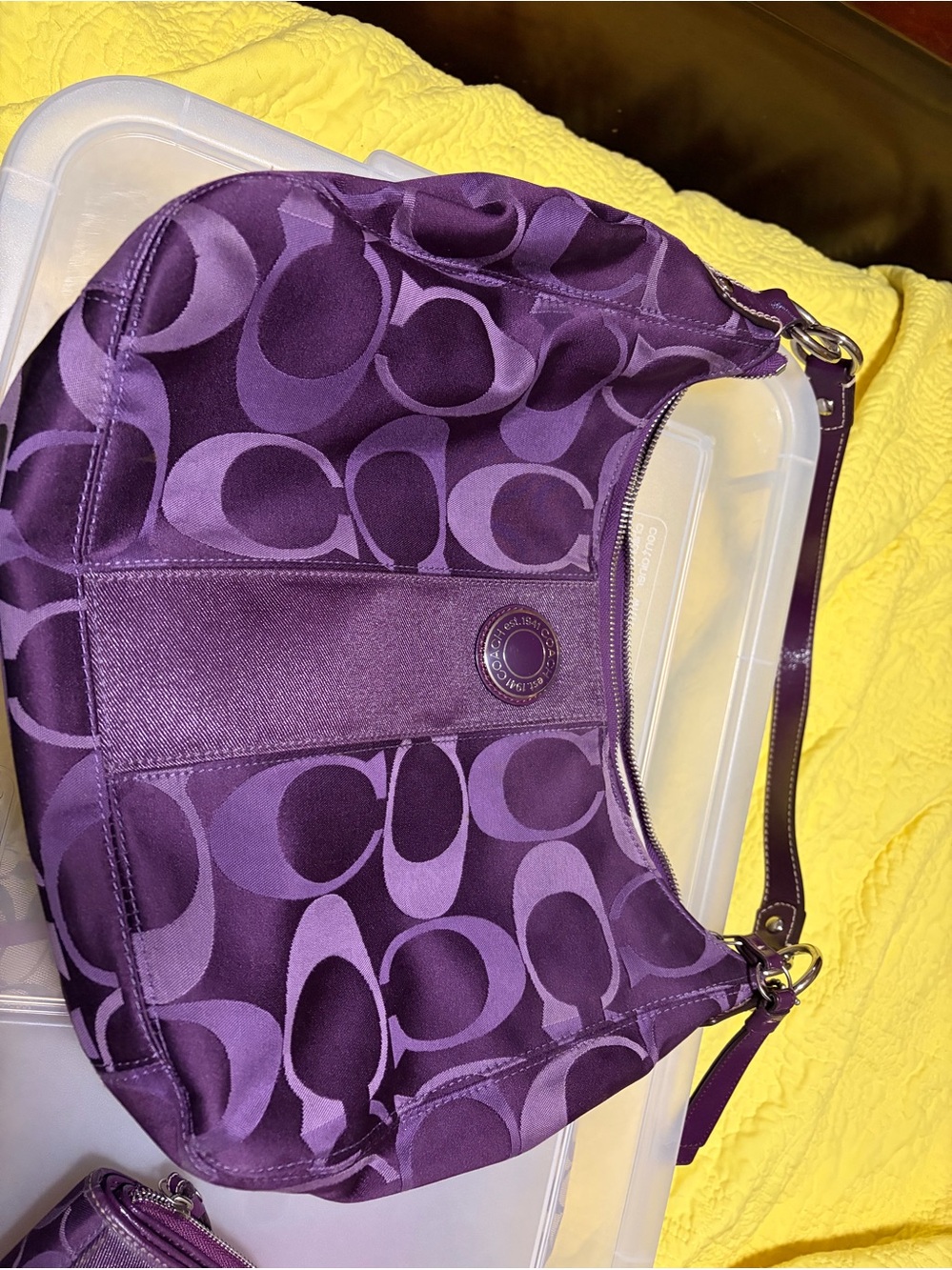 Coach Purple Signature Jacquard Hobo Bag